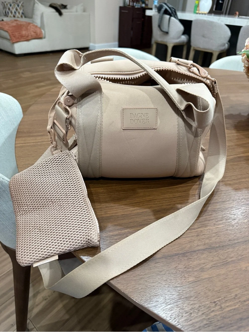 Dagne Dover Mini Duffel Crossbody Bag in Blush Beige - Picture 5 of 7